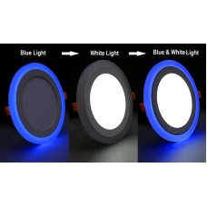 18W LED Round Recessed Ceiling Panel 3 in 1 Coloured Cool White & Blue Spotlight