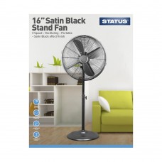 16 Inch Oscillating Pedestal Floor Fan - Satin Black